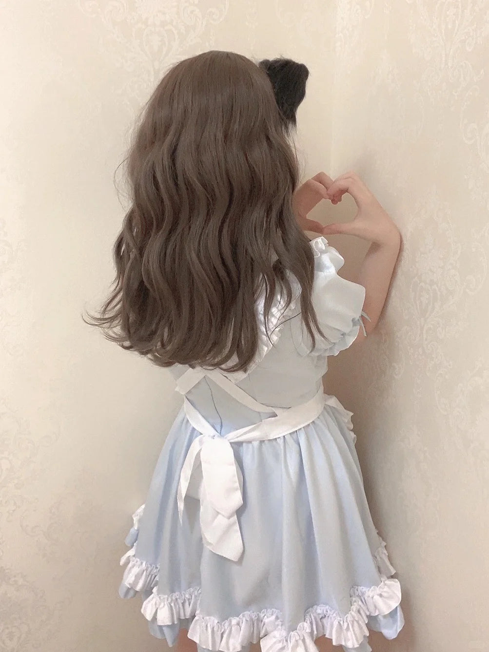 Cute Cross Nurse Maid Cosplay Black Blue Pink Dress Set - Sugarplum Store