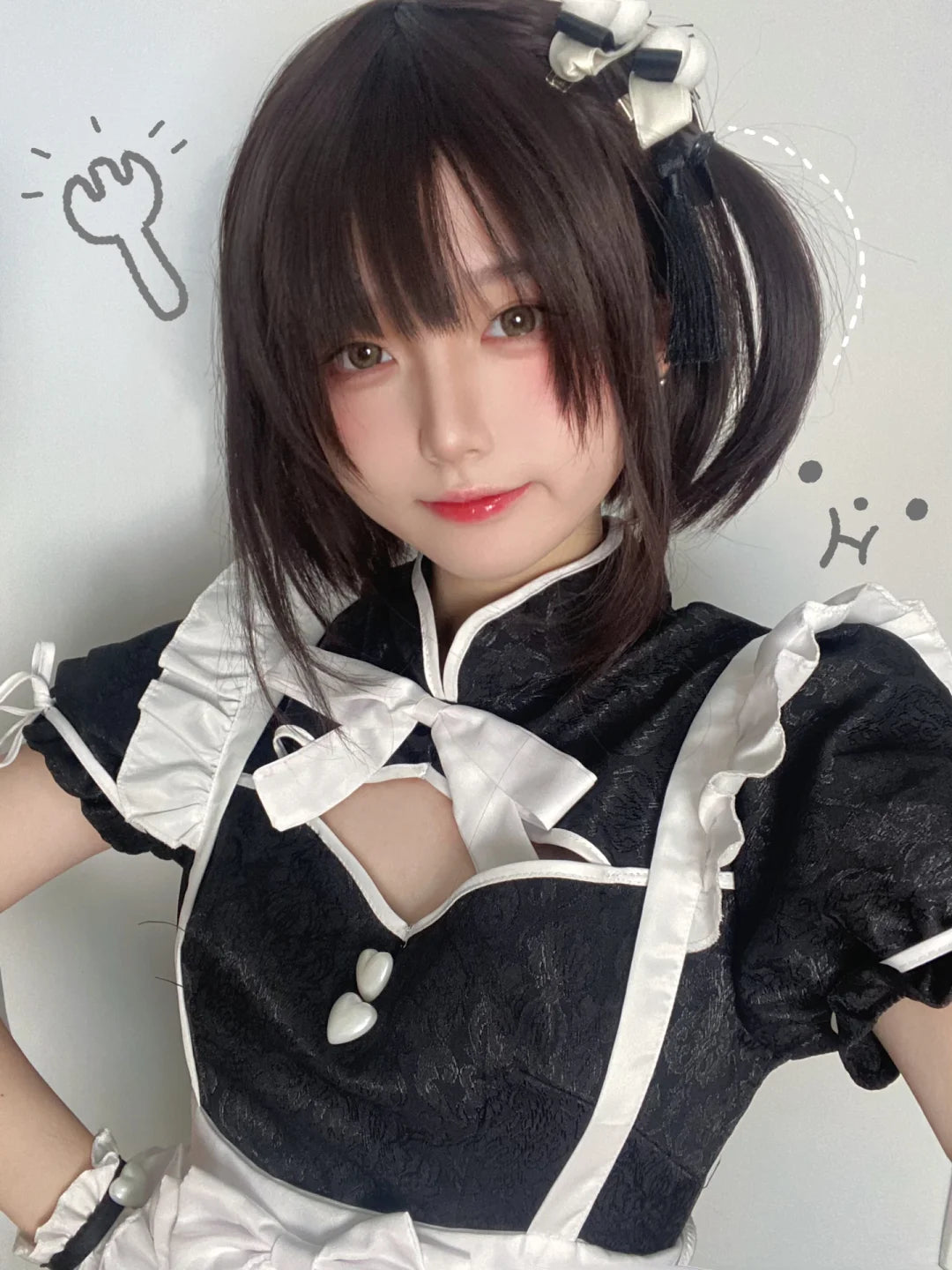 Serendipity Chinese Black Cheongsam Maid Cosplay Dress - Sugarplum Store