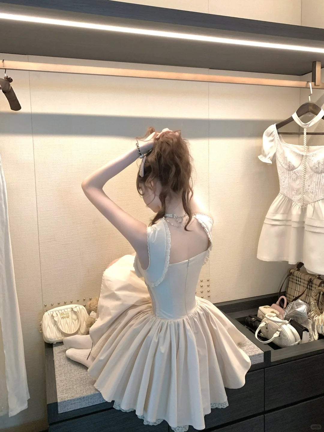 Lazy Girl Moonlight Spring Cream Dress - Sugarplum Store