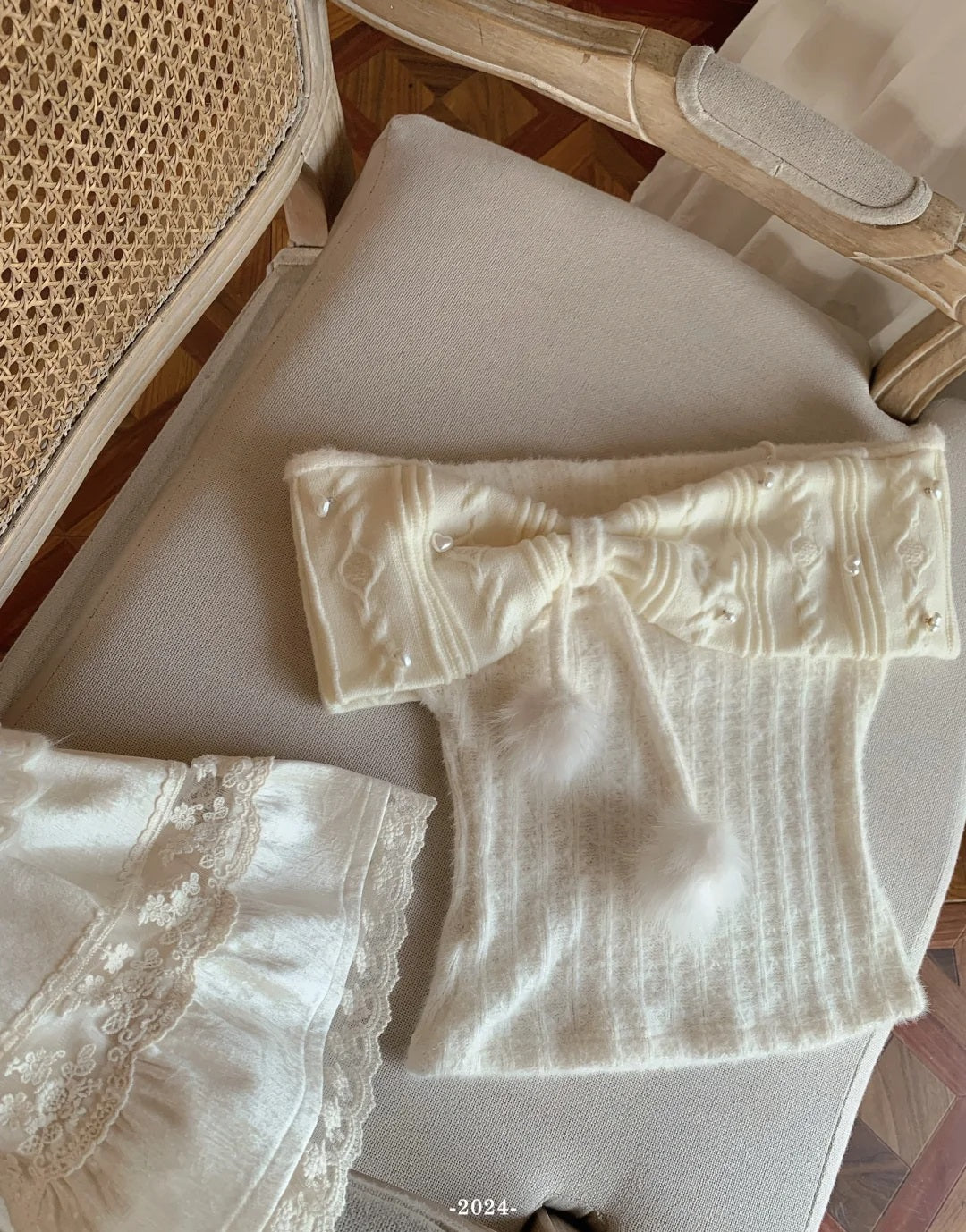 Monet Antique Doll Cream Sweater & Skirt Two Piece Set - Sugarplum Store