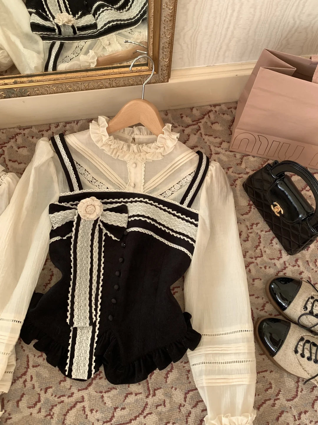 Lazy Girl Classic Tuscany Black Top & Skirt Two Piece Set - Sugarplum Store