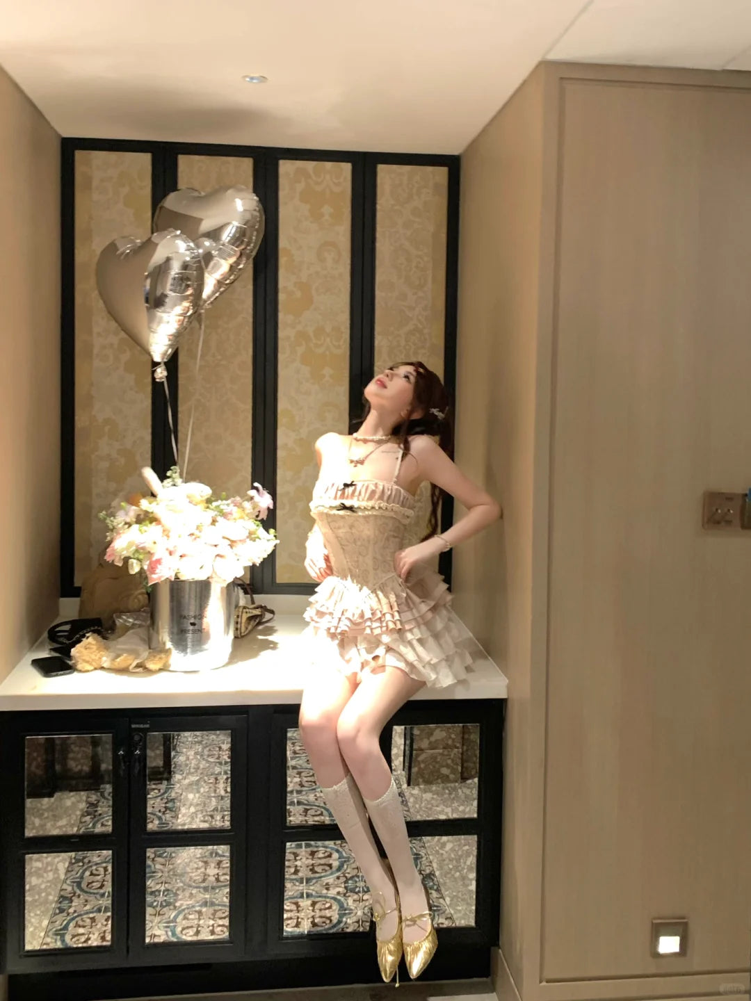 Lazy Girl Antique Angel Lace Pink Top & White Skirt Two Piece Set - Sugarplum Store