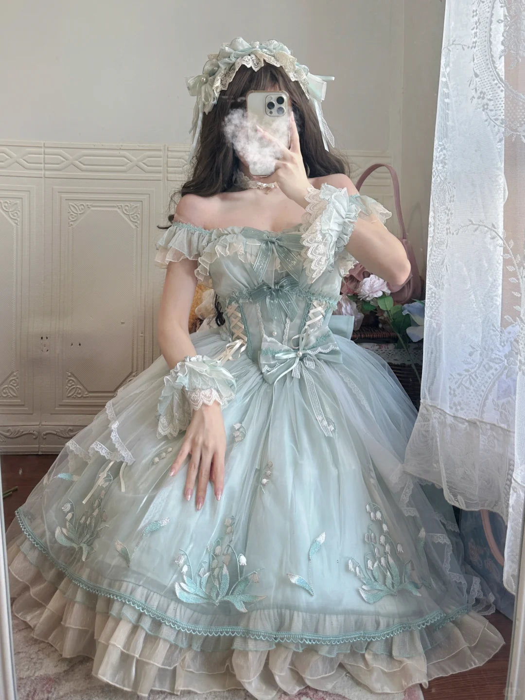 Lolita Love Is Coming Lily of the Valley Green Purple Strap Dress Sugarplum Store Lolita Love Is Coming Lily of the Valley Green Purple Strap Dress Sugarplum Store
