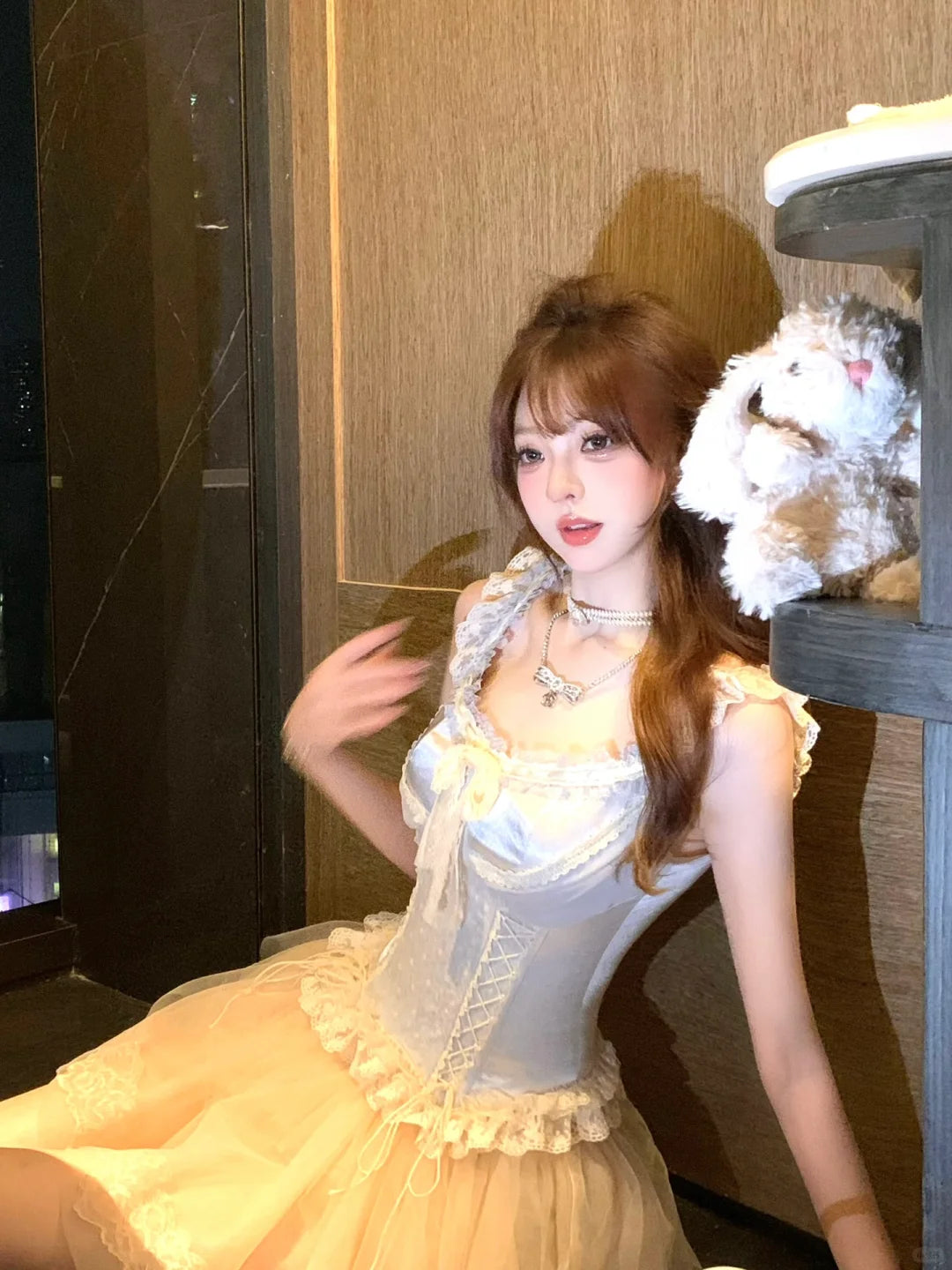 Lazy Girl Anna Silver Blue Camisole Top & Skirt Two Piece Set - Sugarplum Store