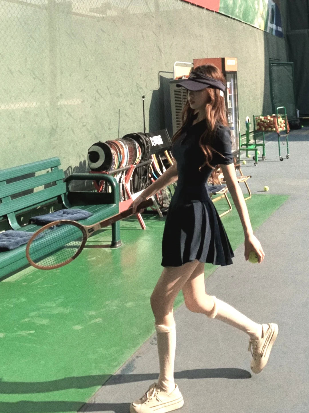 Lazy Girl Tennis Princess Black Pink Cream Dress - Sugarplum Store