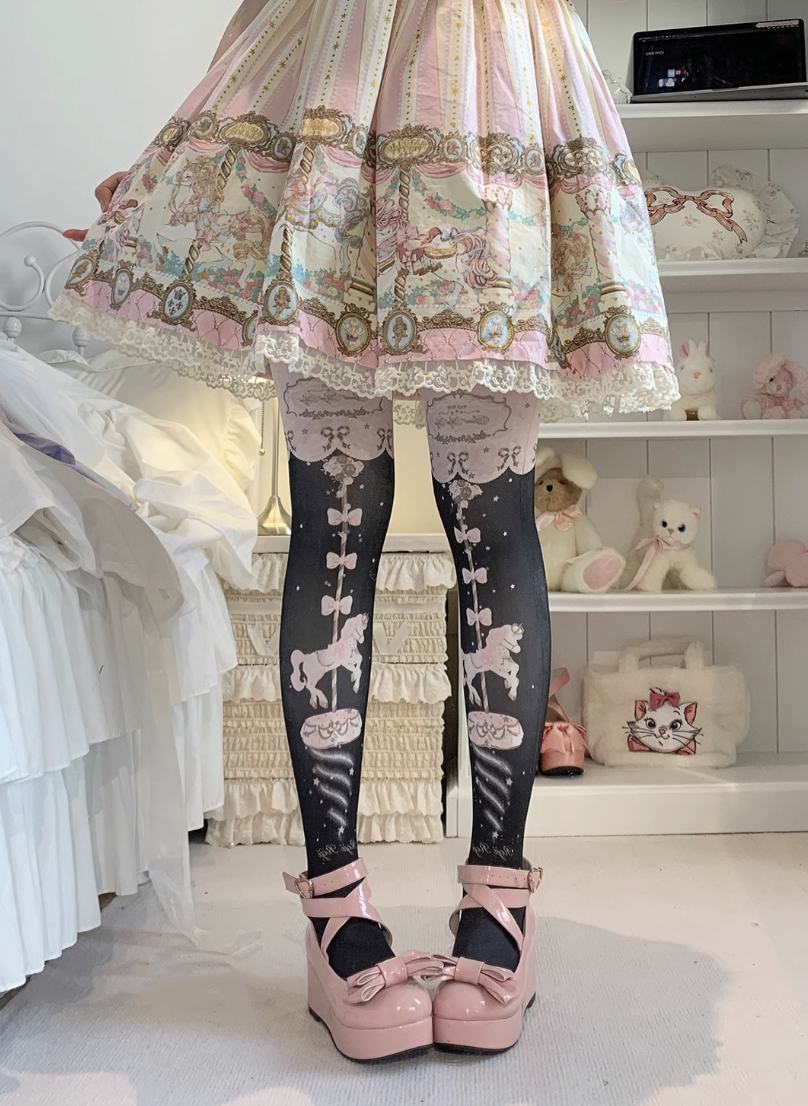 Dream Merry Go Round Velvet Lolita Stockings - Sugarplum Store