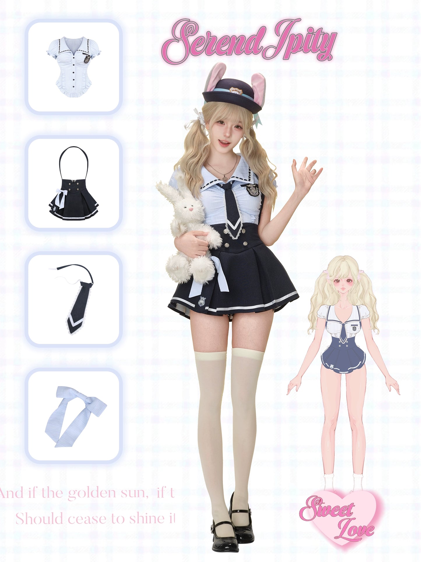 Serendipity Rabbit Officer Judy Blue Top & Skirt Two Piece Set - Sugarplum Store