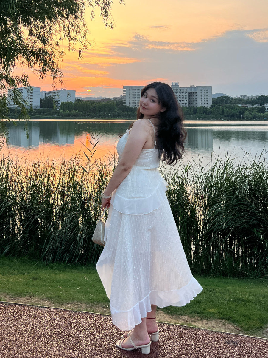 Monet Angel Rose Summer Cream Long Dress - Sugarplum Store