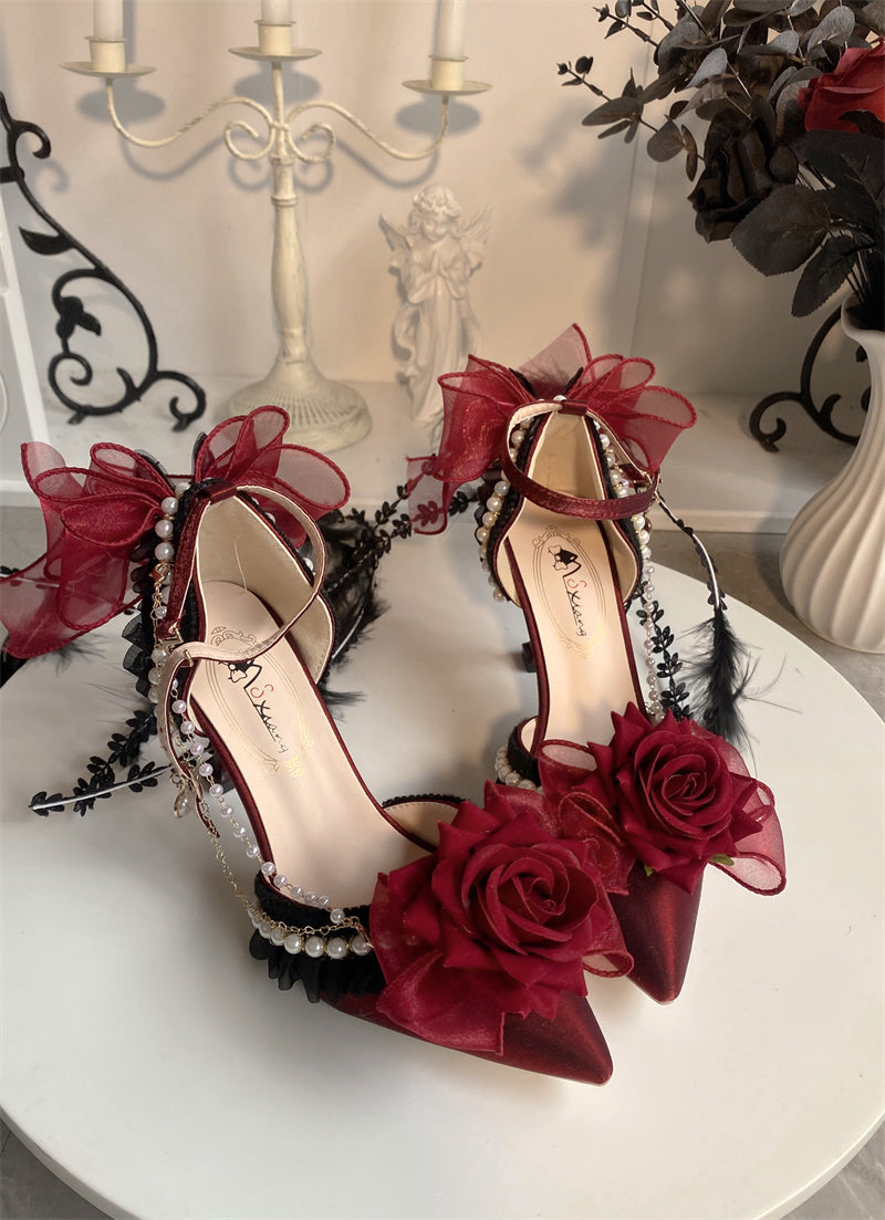 Dream Dwelling Rose Courtesy Elf Fairy Princess Fantasy Original Lolita High Heels Shoes - Sugarplum Store
