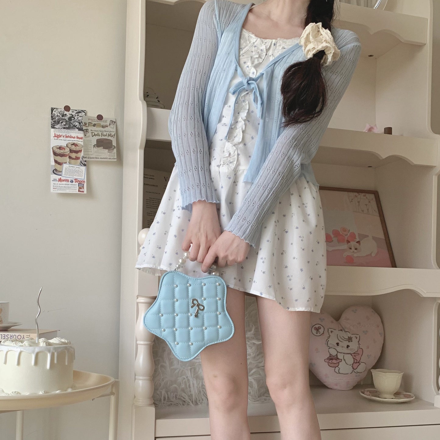 Baby Face Girl Pearl Star Shaped Lolita Crossbody Messenger Bag Handbag