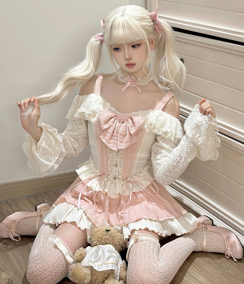 Cheesecake Sweet Berry Pink Off Shoulder Top & Skirt Two Piece Set - Sugarplum Store