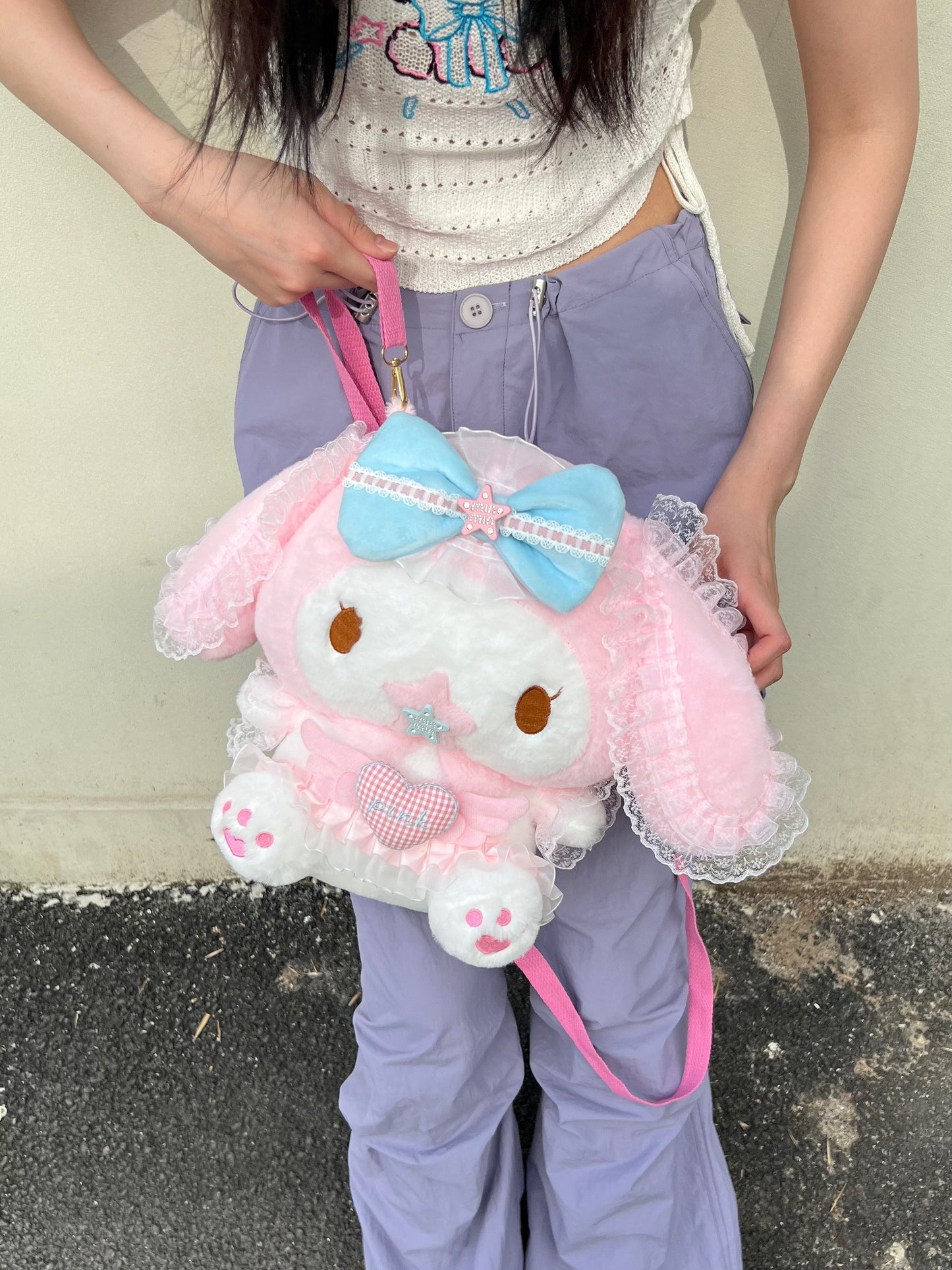 Pink Melody Y2K Lace School Backpack Doll Bag - Sugarplum Store