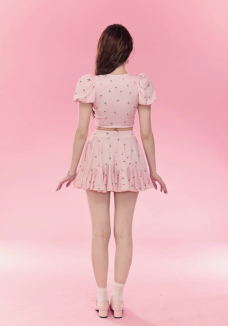 Masked Cat Princess Peach Pink Two Piece Swimsuit - Sugarplum Store