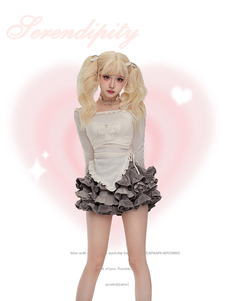 Serendipity Cross Contract Top & Gray Skirt Two Piece Set - Sugarplum Store