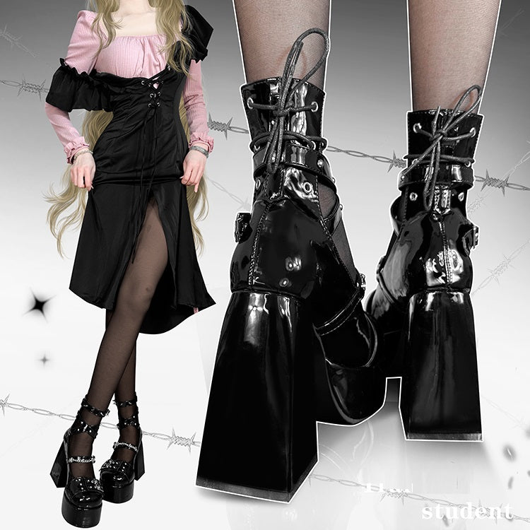 Transfer Student Thorns Cage EGL Punk Gothic Mary Jane Platform High Heels Shoes - Sugarplum Store