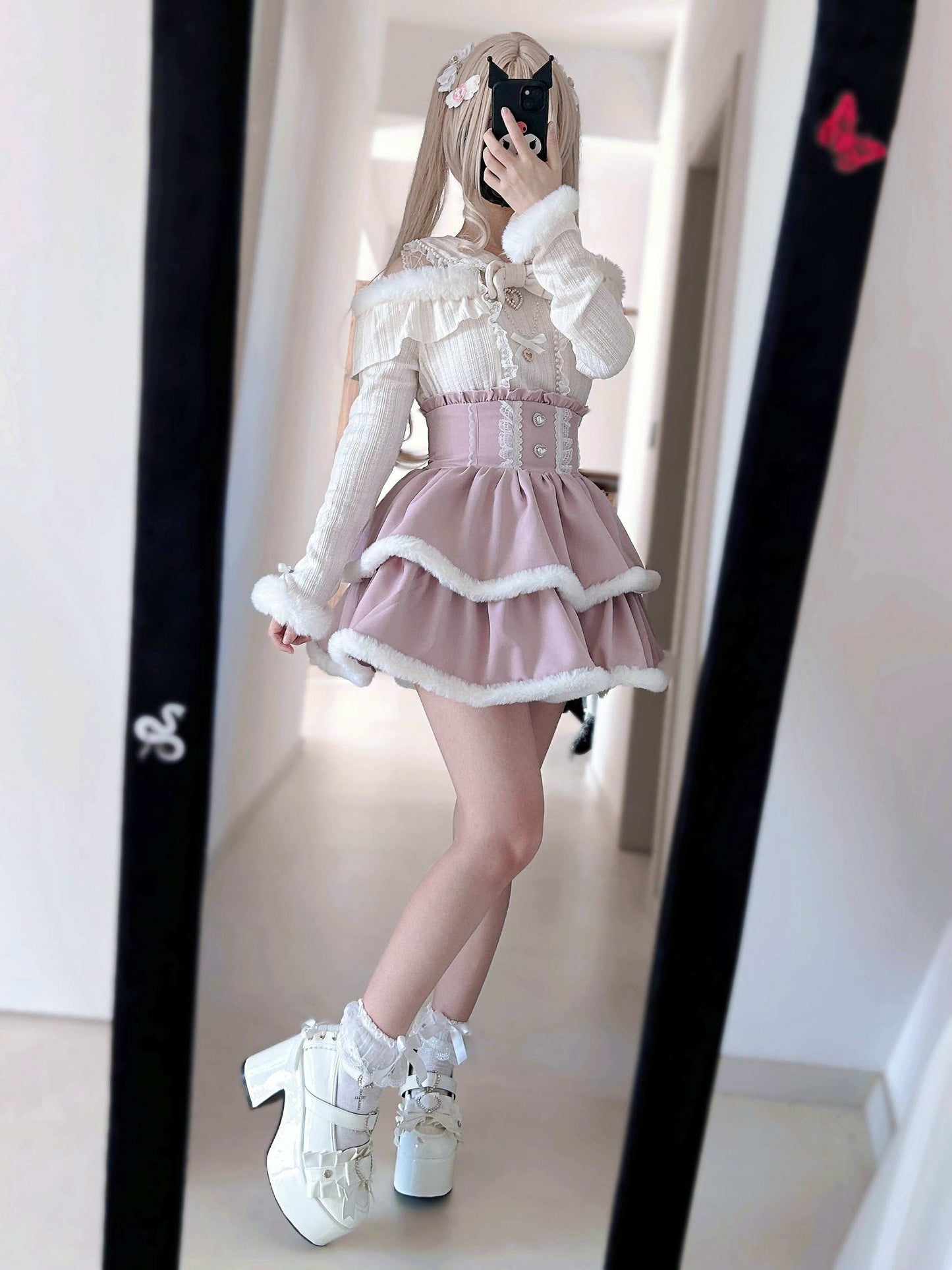 Virtual Paradise Pearl Heart Knit Top & Skirt Two Piece Set