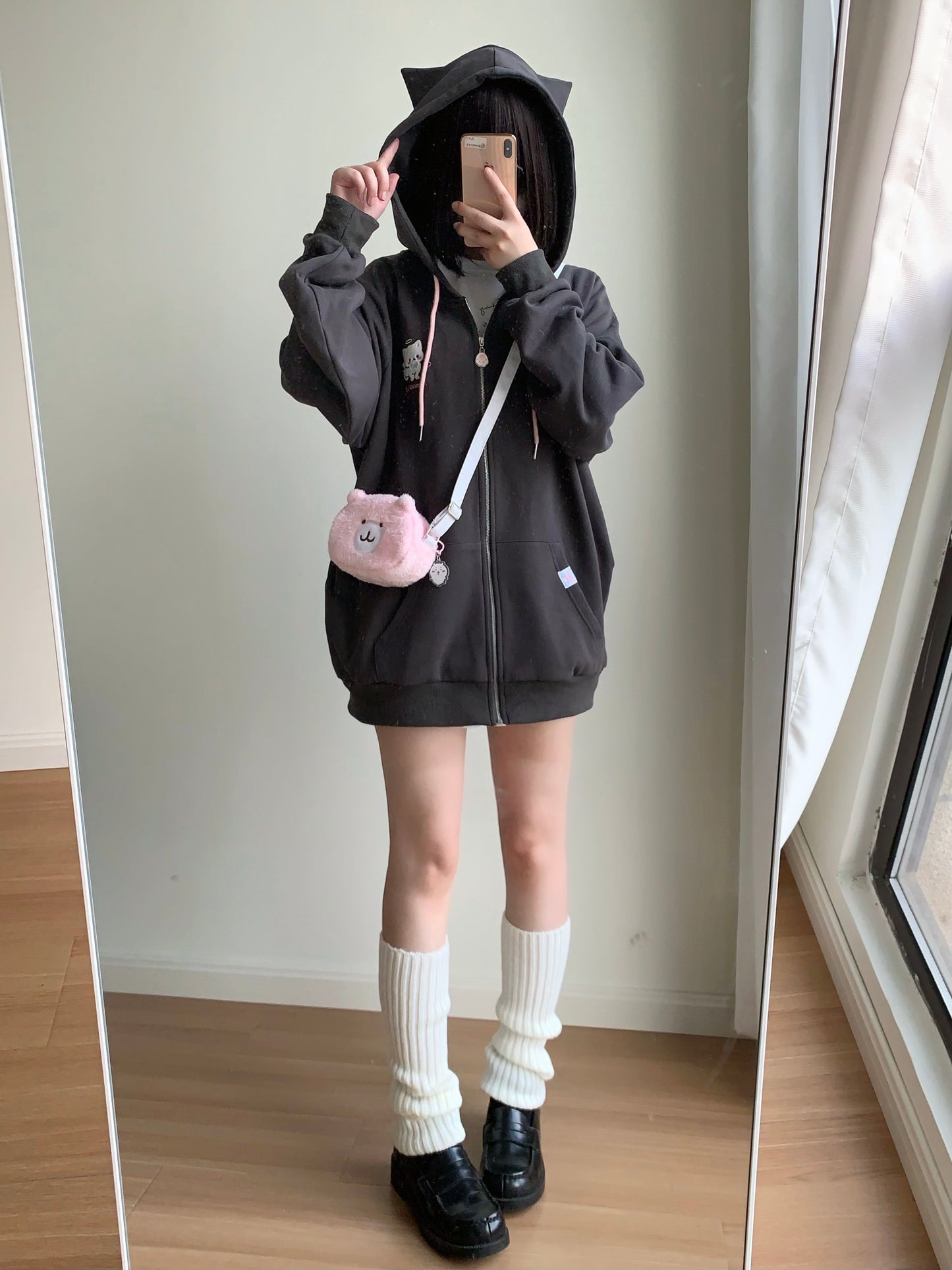 Angel Wings Meow Mint Green Cute Cat Ears Hoodie Jacket - Sugarplum Store