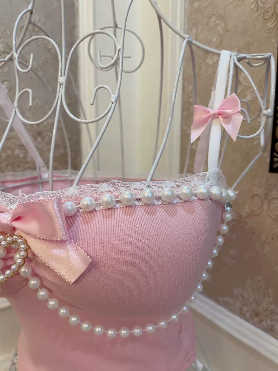 Sweetheart Princess Pearl Pink Camisole Top - Sugarplum Store