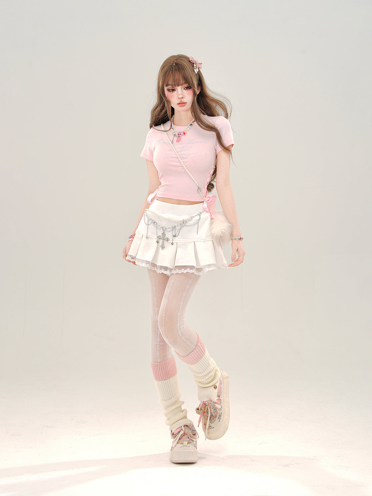 Young Eyes Chrissy School Girl White Gray Skirt - Sugarplum Store