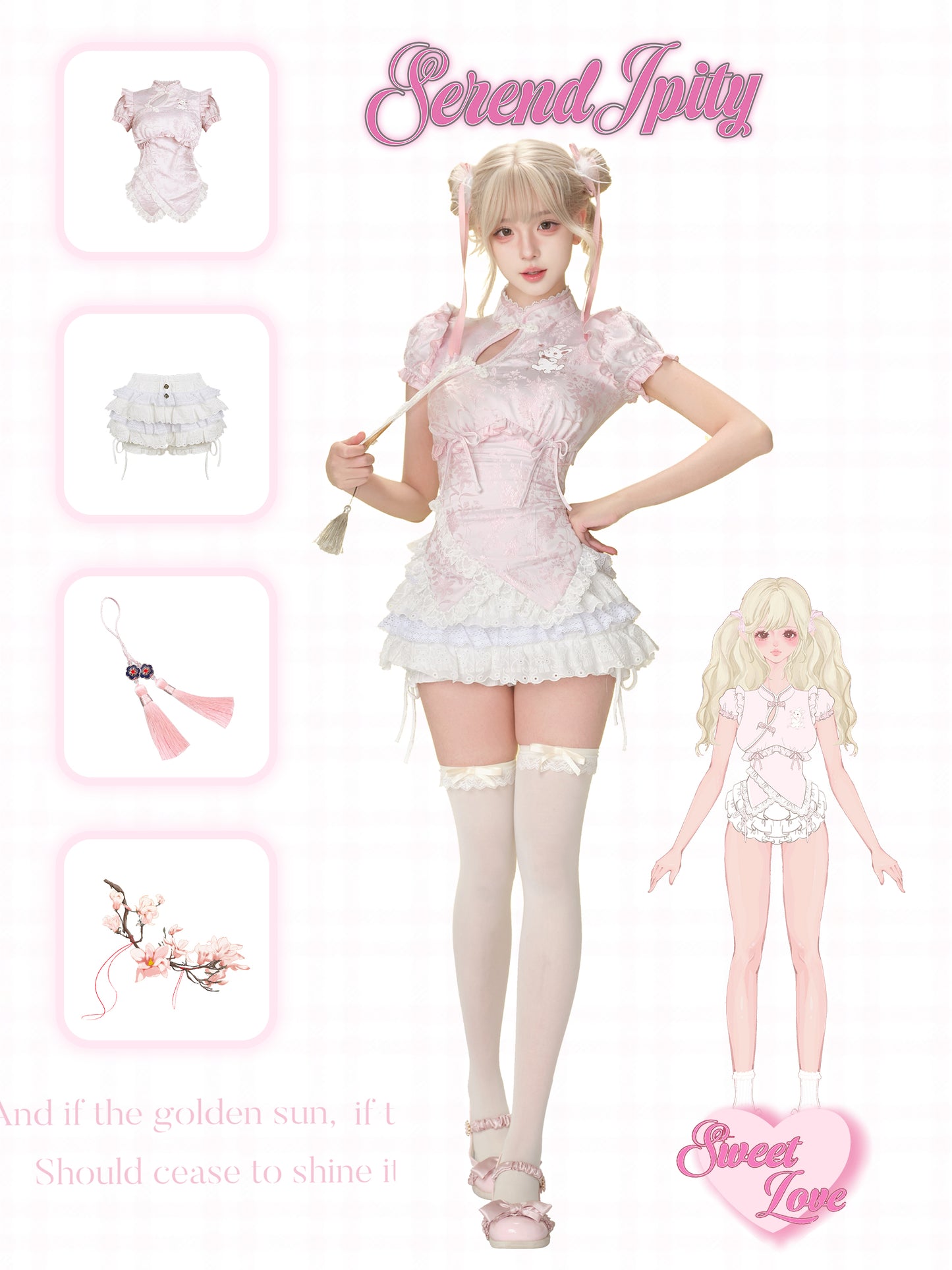 Serendipity Poem Rabbit Girl Pink Top & Bloomers Two Piece Set - Sugarplum Store