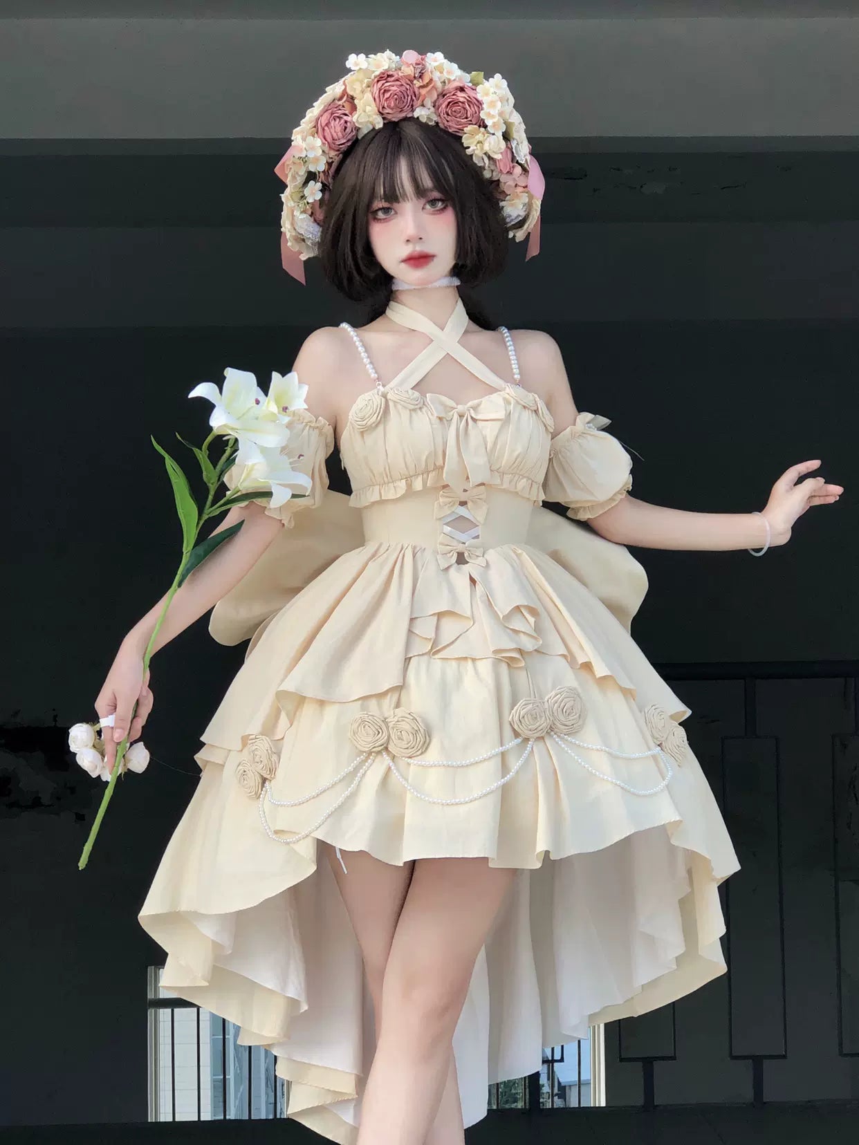 Elsa Lolita Love Goddess PInk Blue Gradient Rose Fairy Prom Dress - Sugarplum Store