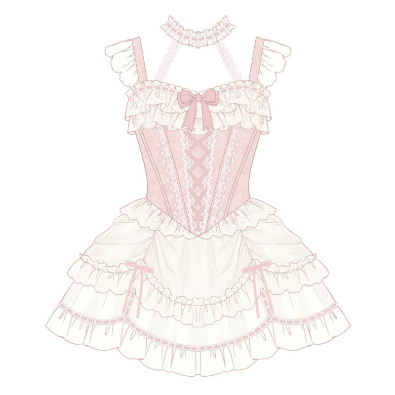 Secret Garden Lolita Pink Strap Dress - Sugarplum Store