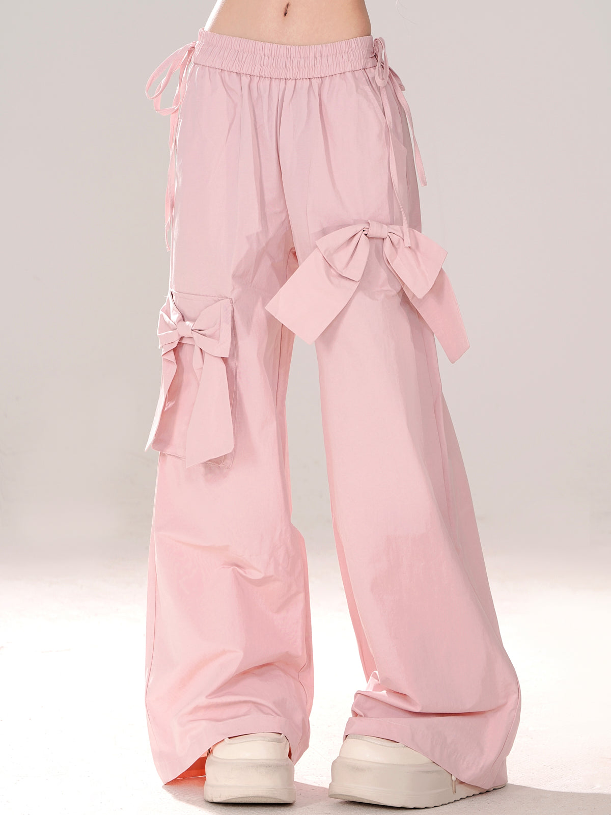Young Eyes Sweet Girly Bow Pink Elastic Pants - Sugarplum Store