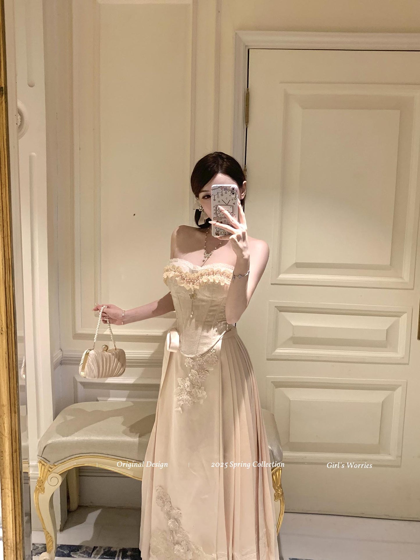 Acacia White Jade Pink Corset & Long Skirt Two Piece Set - Sugarplum Store