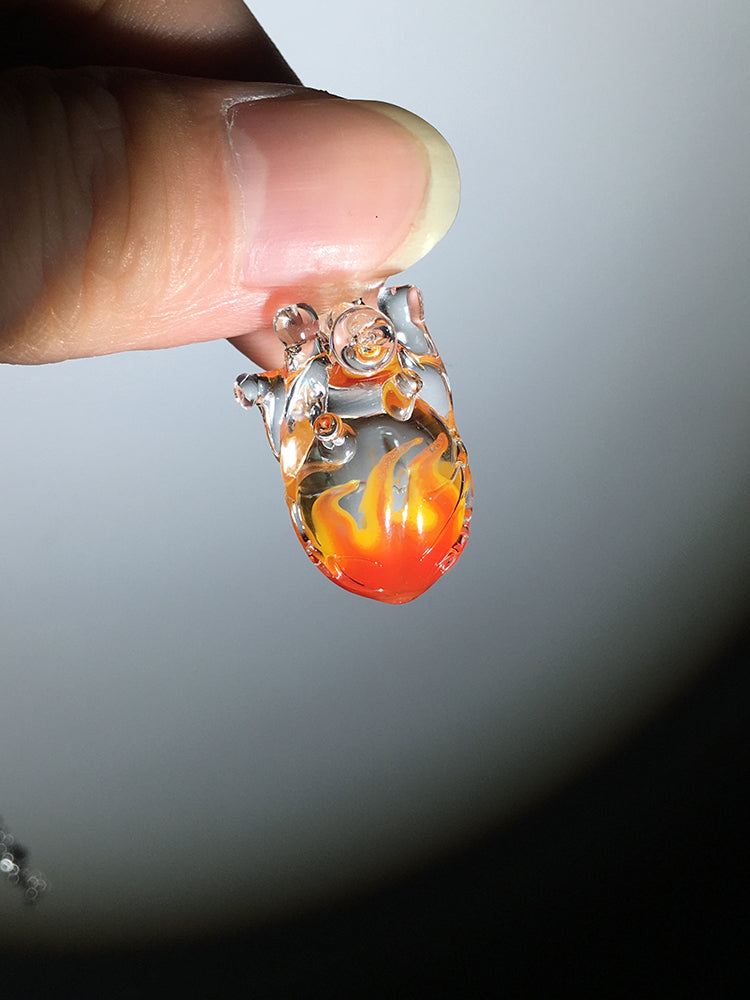 Crystal Transparent Sky Blue Red Pink Heart Rose Vine Power Energy Necklace Pendant - Sugarplum Store