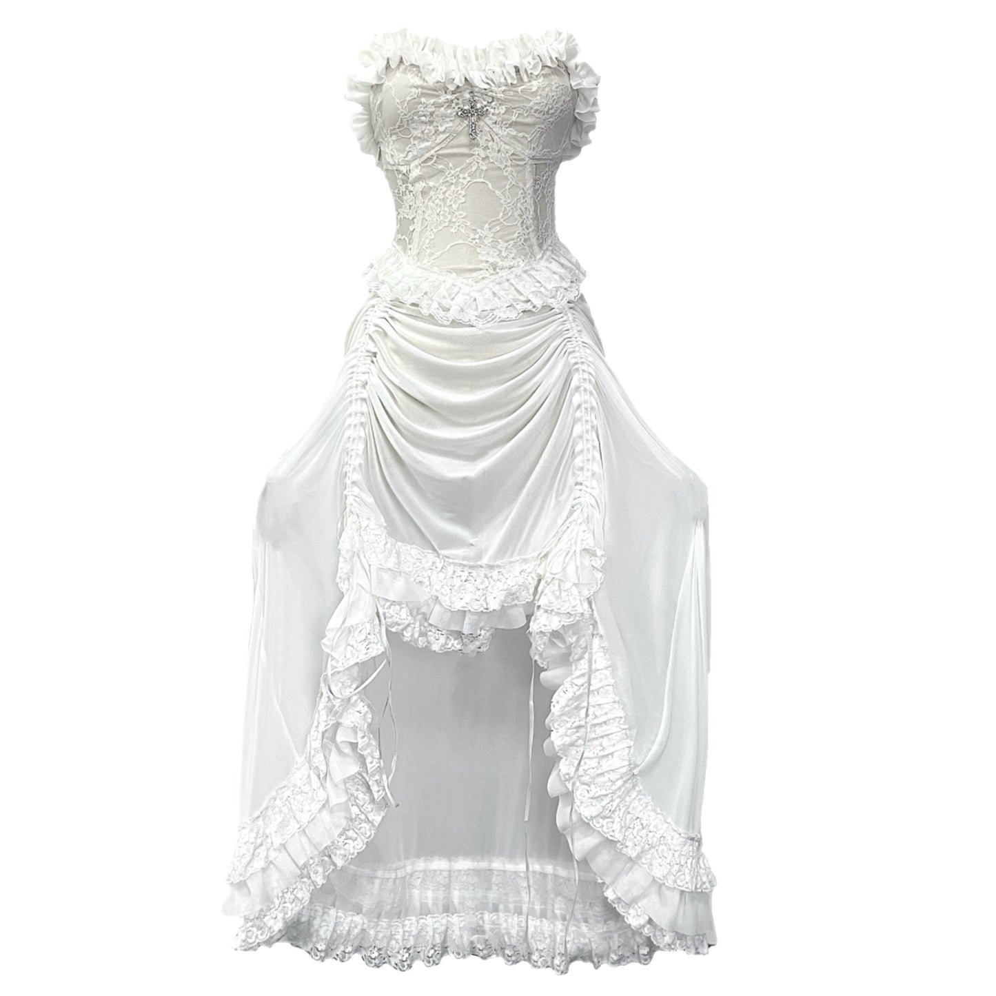 Blood Supply Salvation Gothic Punk Jacquard Lace Purple Sleeve Doll Princess Dress - Sugarplum Store