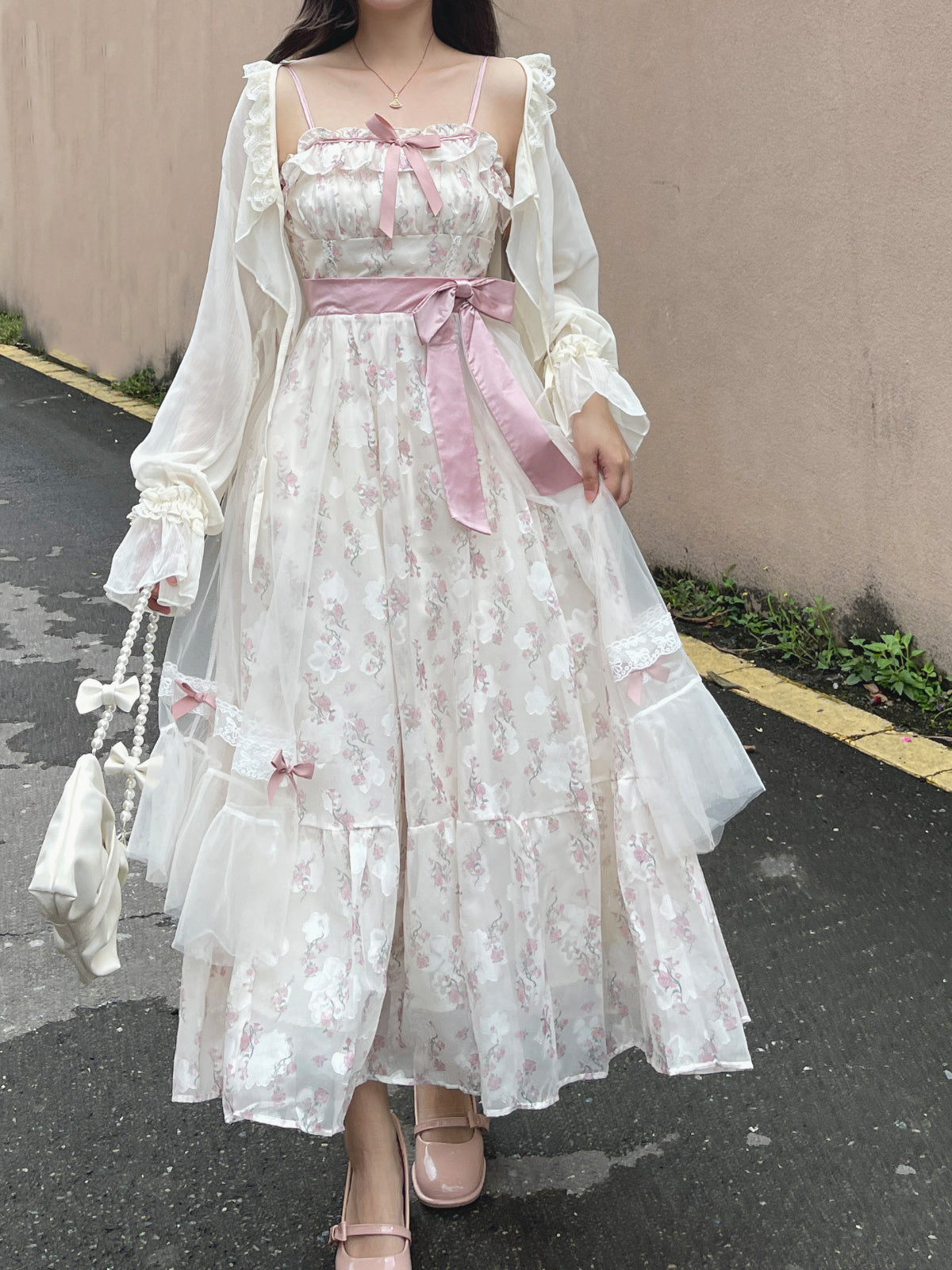 Ruellia Spring Hyde Garden Floral Pink Green Dress & Cardigan Two Piec Sugarplum Store Ruellia Spring Hyde Garden Floral Pink Green Dress & Cardigan Two Piec Sugarplum Store