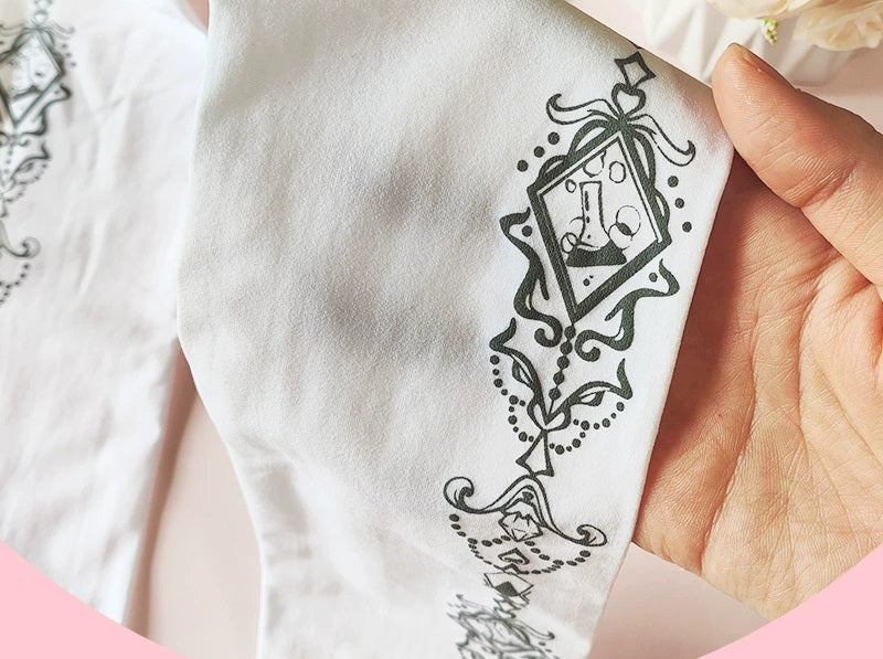 Ooh La La Meow Lolita Velvet Black Magic Spells White Stockings Pantyhose - Sugarplum Store