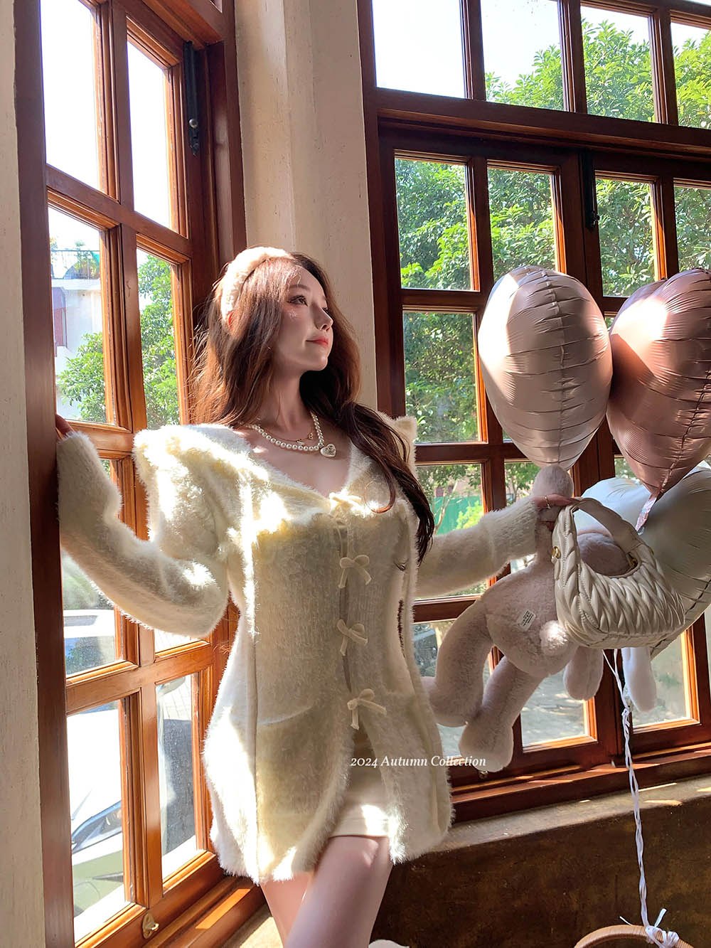 Acacia Milky Crush Cream Mink Fuzzy Sweater Dress - Sugarplum Store