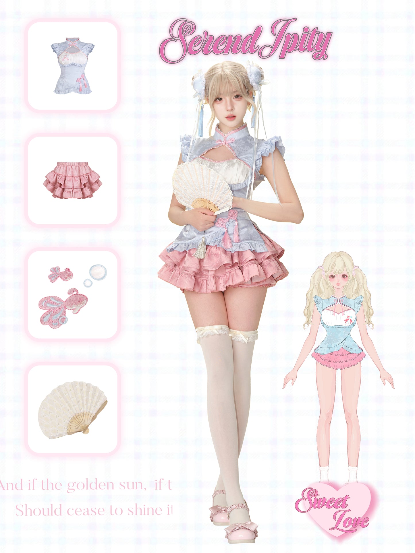 Serendipity Lucky Summer Blue Top & Pink Skirt Two Piece Set - Sugarplum Store