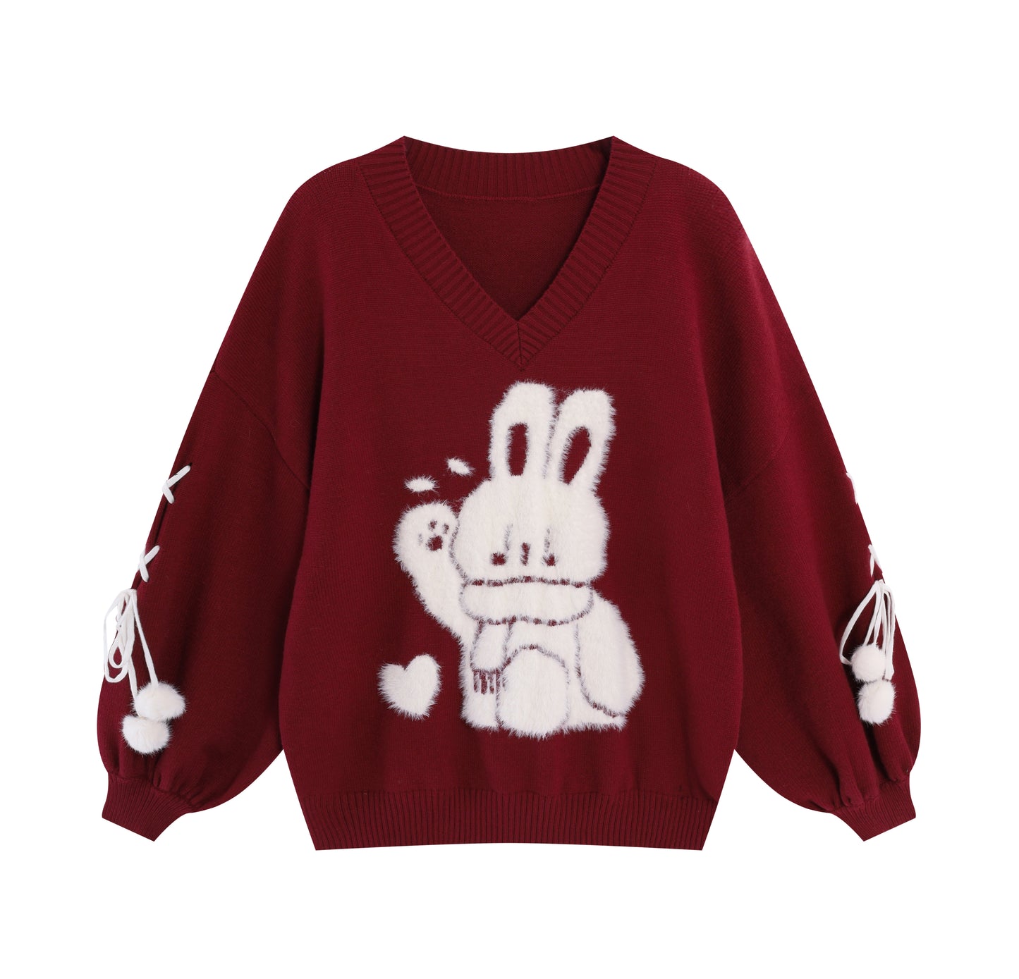 Crazy Girl Wishing Rabbit Pink Black Red Sweater - Sugarplum Store