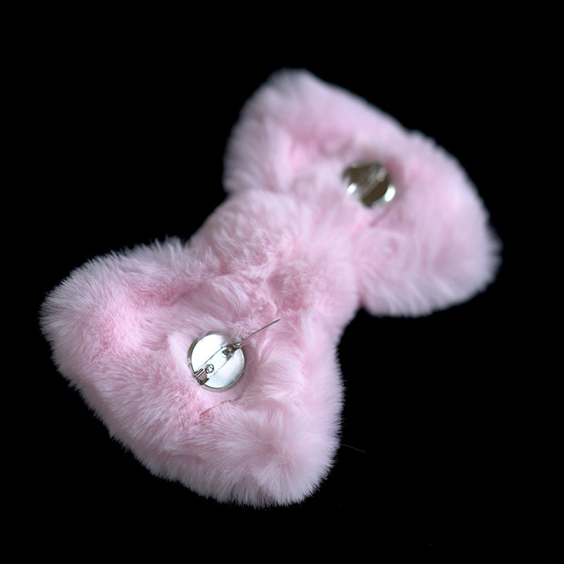 Cute Kitty Pink Bow Thick White Plush Warm Leg Warmers - Sugarplum Store