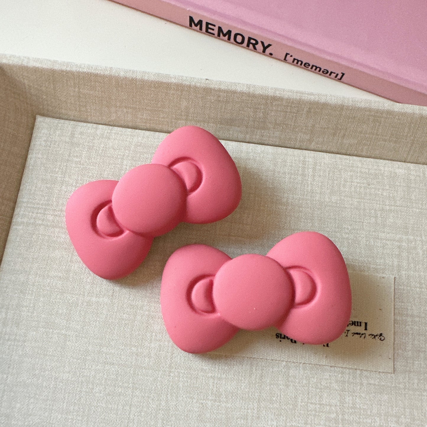 Pink Red Velvet Kitty Bow Hair Clips - Sugarplum Store