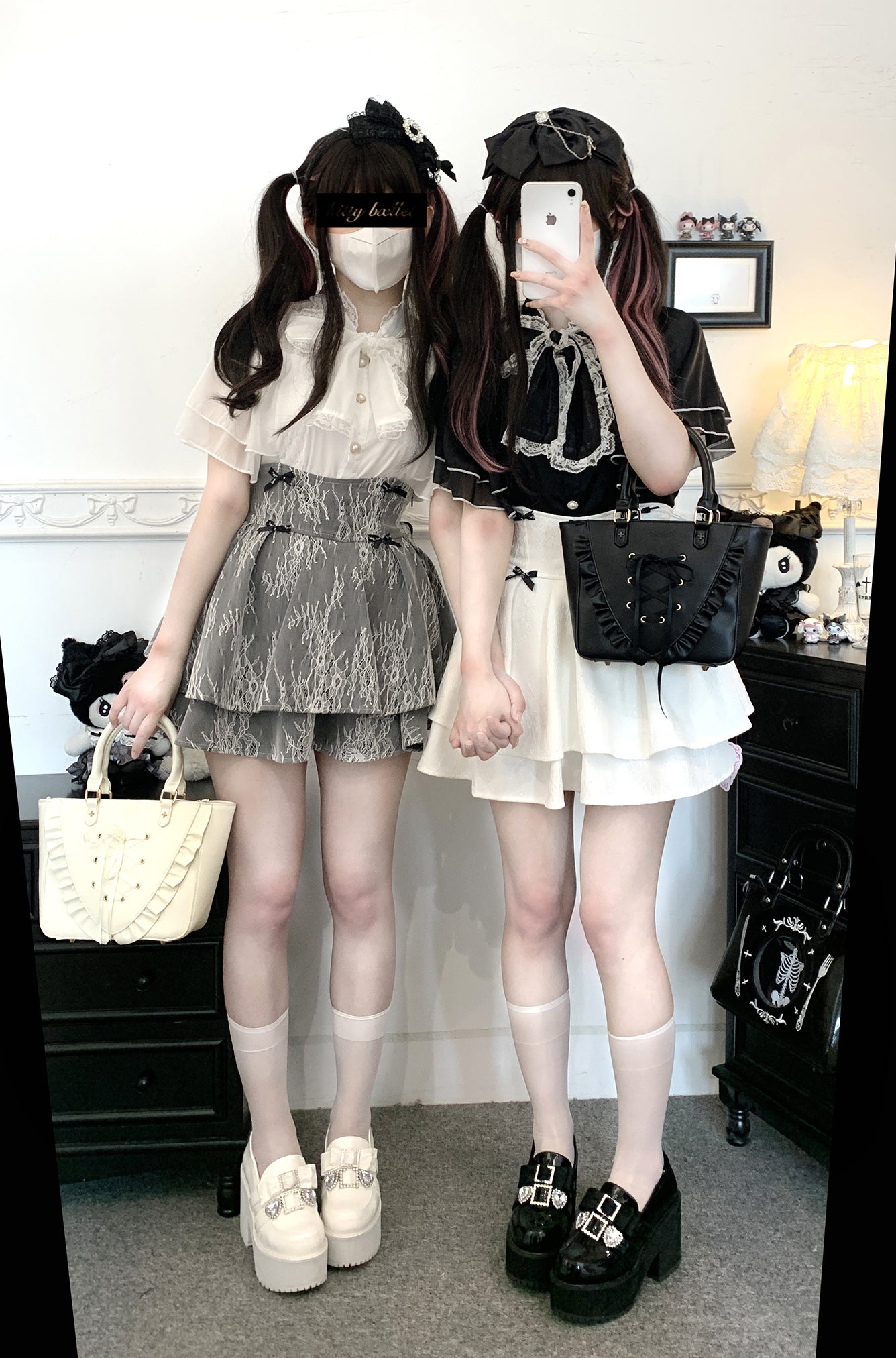 Kitten Bullet Butterfly Princess Pink Black White Blouse Top - Sugarplum Store