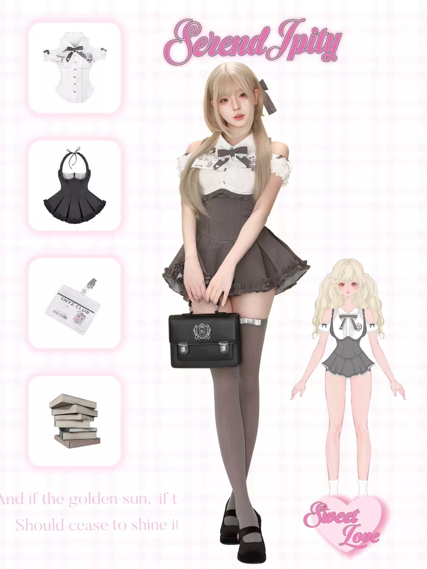 Serendipity Mary Jane College Gray Top & Skirt Two Piece Set - Sugarplum Store