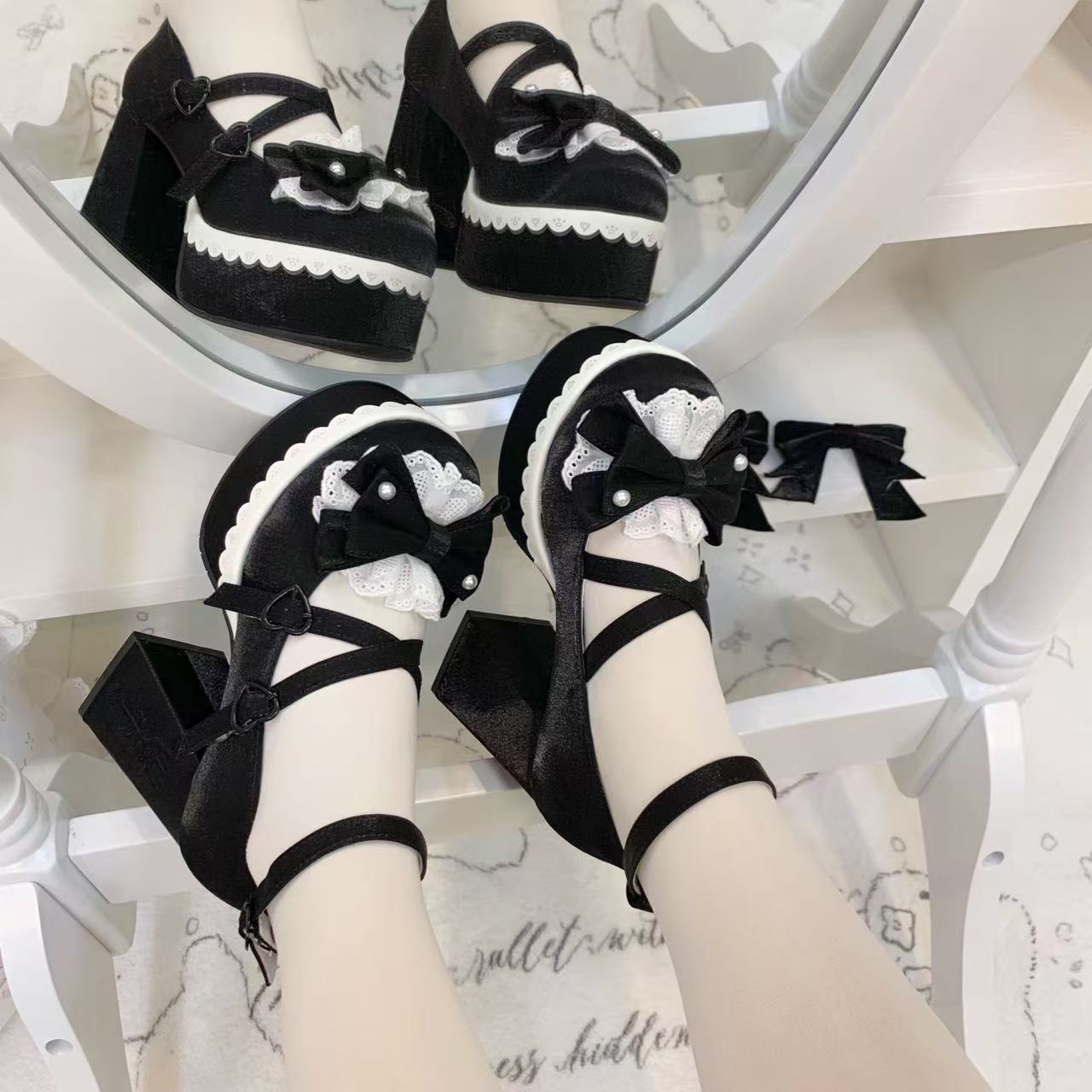 Love Letter Tea Talk Lolita High Heels Shoes - Sugarplum Store