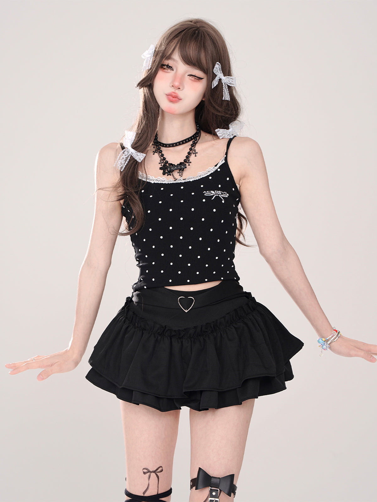 Young Eyes Shibuya Essence Puffy Cake Black Pink Short Skirt - Sugarplum Store