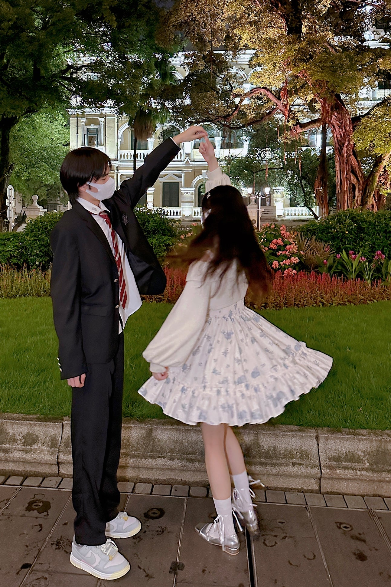 Ruellia Rose Floral Princess Pink & Blue Strap Dress Jacket Two Piece Set - Sugarplum Store