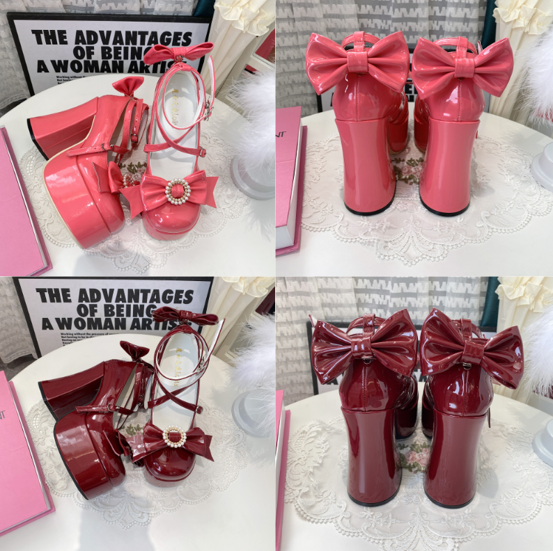 Walpurgis Night Pearl Wreath Bow Sweet Princess EGL High Heels Shoes - Sugarplum Store