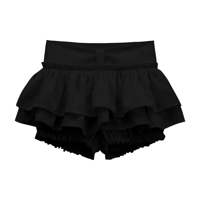 Kiki Coquette Balletcore Ruffle Black & White Bloomers Shorts - Sugarplum Store