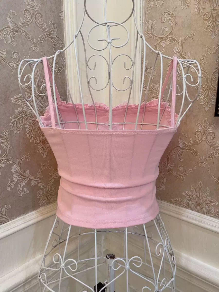 Sweetheart Princess Marie Cat Pink Lace Camisole Top - Sugarplum Store