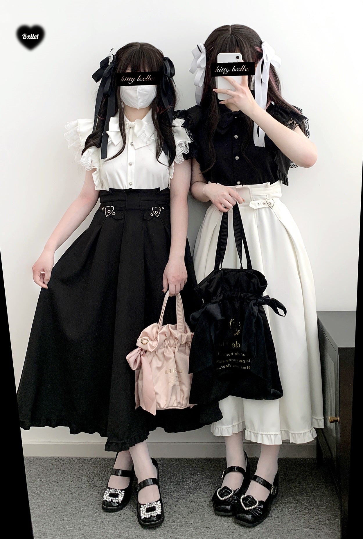 Kitten Bullet Angel Wings Black White Shirt Top - Sugarplum Store