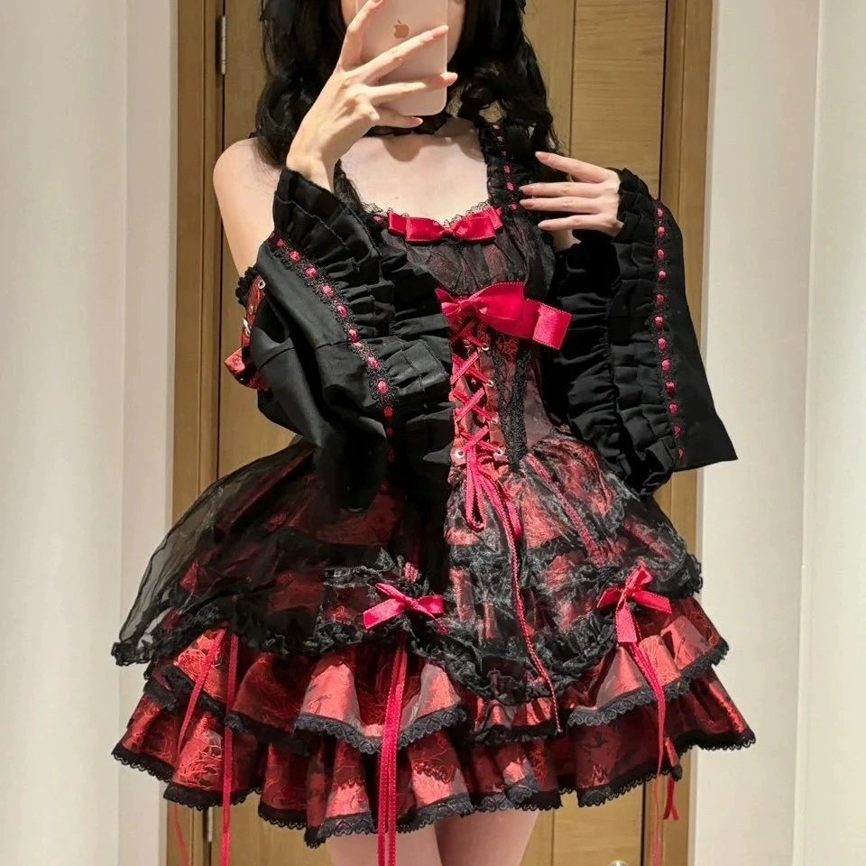 Small Heart Rose Butler Pink Black Blue Lolita Dress - Sugarplum Store