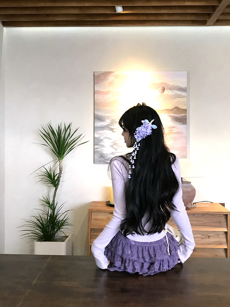 Creamy Cute Bohr Dream Purple Cami & Cardigan & Skirt Three Piece Set - Sugarplum Store