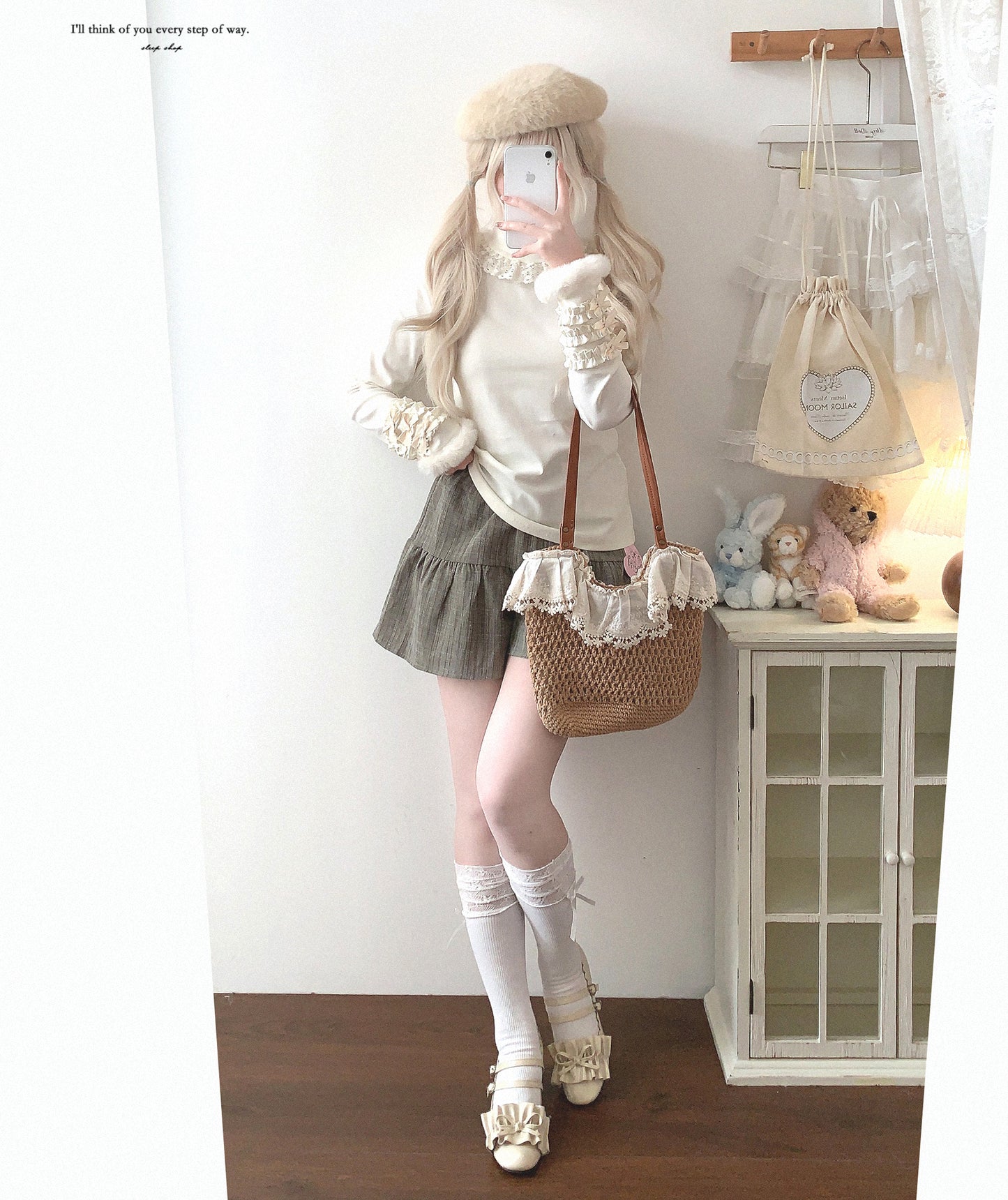 Dormir Doll Frosted Sugar Turtle Neck Pink Blue White Cream Black Sweater Top - Sugarplum Store