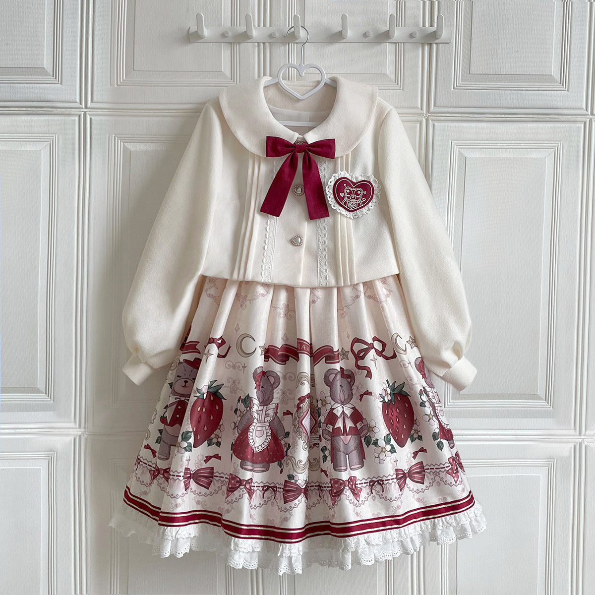 Sweet Lolita Coat Bear Print Lolita Dress for Christmas COAT+ JSK / M Sweet Lolita Coat Bear Print Lolita Dress for Christmas COAT+ JSK / M